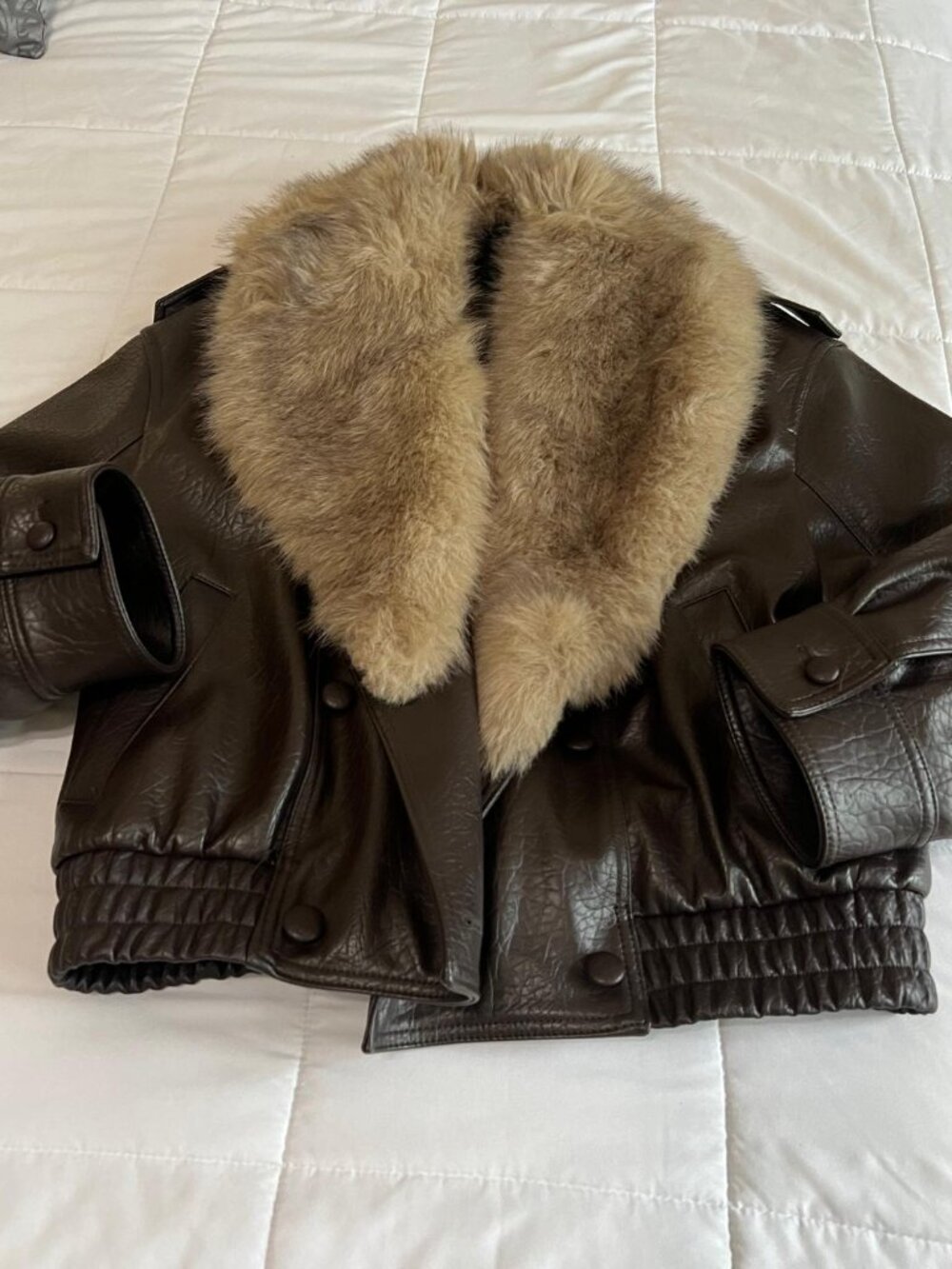 ZARA FAUX LEATHER JACKET WITH DETACHABLE COLLAR - Picture 3 of 5